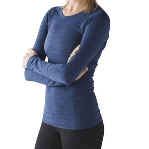 LULULEMON ATHLETICA Swiftly Tech Long Sleeve in Heathered Blue Size 8